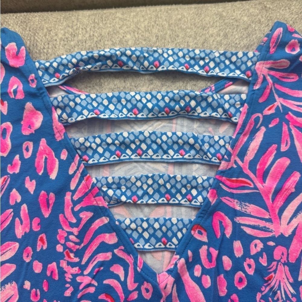 Lilly Pulitzer Blue and Pink Patterned Dress Nautical Tropical Boating - Picture 4 of 6